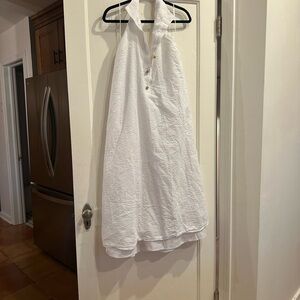 White Sleeveless Halter Dress